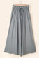 Black drawstring smocked high waist wide leg pants - bottoms