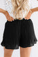 Black drawstring waist flowy pleated shorts