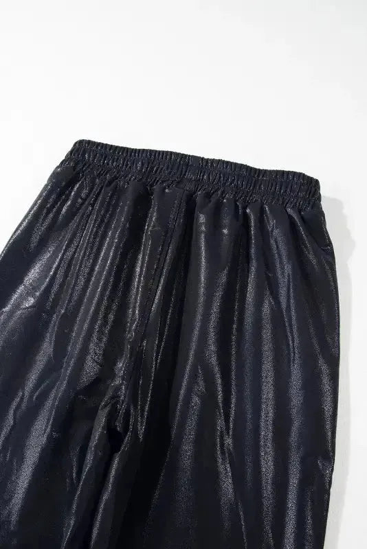 Black Elastic Waist Pebble Joggers - Fashionfitz