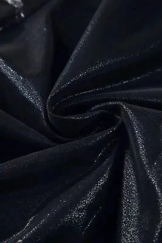 Fabric close-up of Black Elastic Waist Pebble Joggers by FashionFitz displaying the shimmering pebble-textured PU leather material.