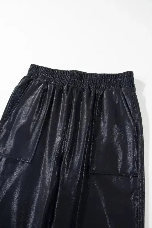 Black Elastic Waist Pebble Joggers - Fashionfitz