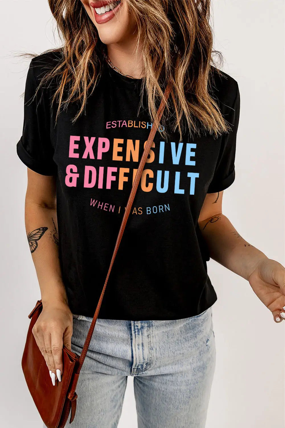 Black expensive&difficult graphic tee