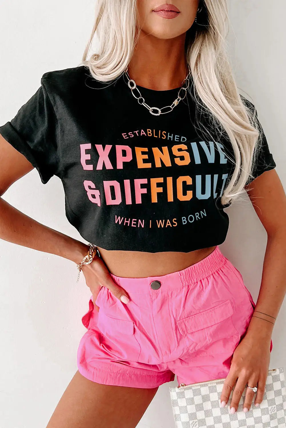 Black expensive&difficult graphic tee - s / 95% polyester + 5% elastane