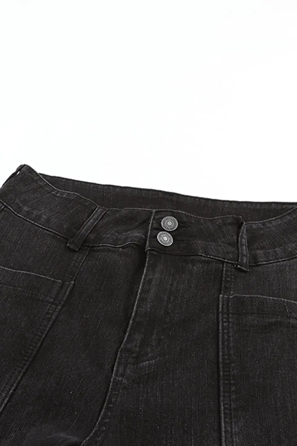 Black exposed seam split flare jeans