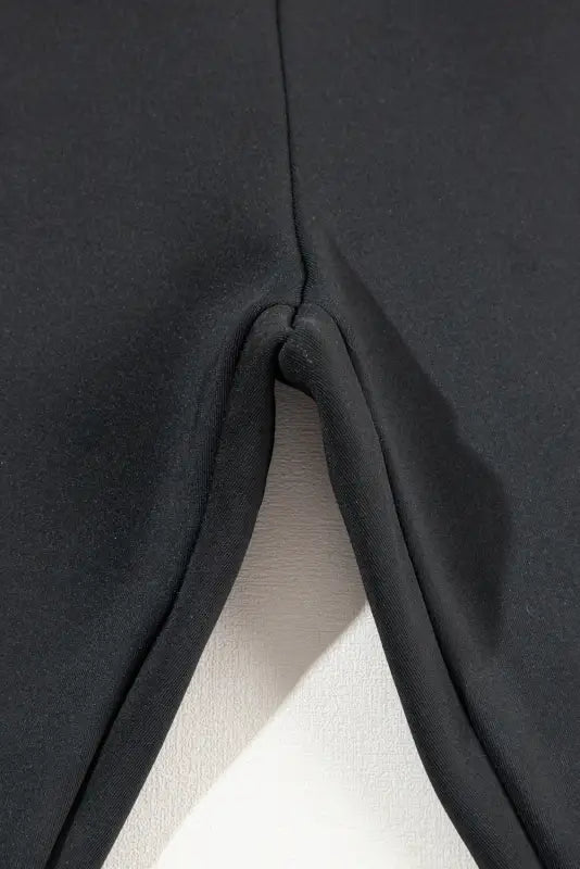 Black fleece lining leggings - high waist - bottoms