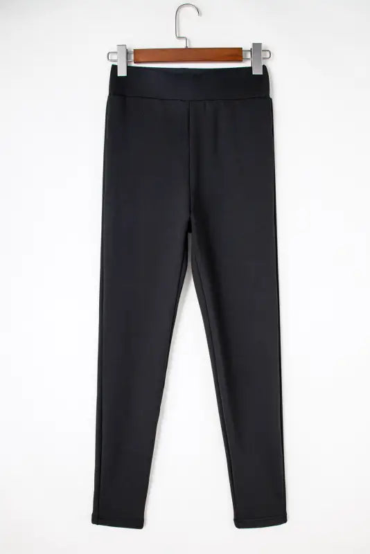 Black fleece lining leggings - high waist - bottoms