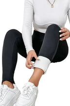 Black Fleece Lining Leggings - High Waist - Fashionfitz