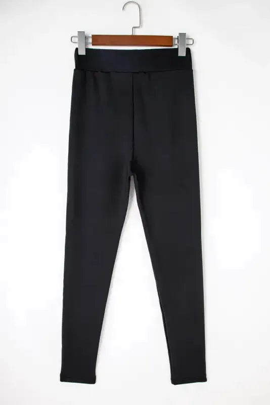 Black Fleece Lining Leggings - High Waist - Fashionfitz