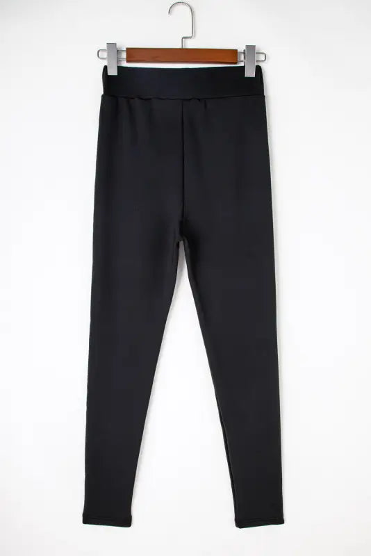 Black fleece lining leggings - high waist - bottoms