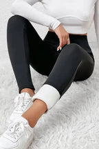 Black Fleece Lining Leggings - High Waist - Fashionfitz