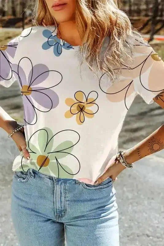 Black Floral T Shirt - Fashionfitz
