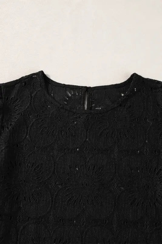 Black flower eyelet jacquard top - tops/tops & tees