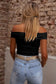 Black folded off shoulder slim top