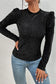 Black gigot sleeve metallic knit slim fit top - tops