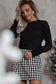 Black glitter round neck long sleeve top - tops