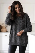 Black Glittering Tunic Sweater - Fashionfitz
