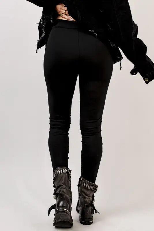 Black grommet lace up leggings