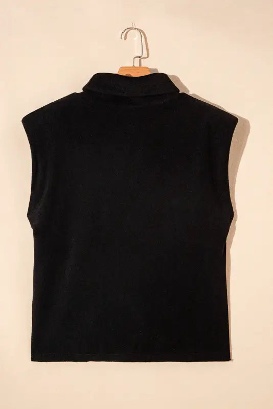 Loungewear black high neck sleeveless vest and cargo pants