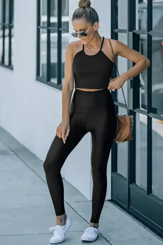 Black High Rise Tight Leggings with Waist Cincher - Fashionfitz