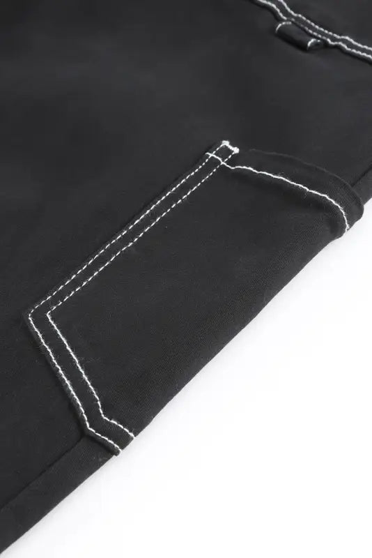 Black high waist straight leg cargo pants with pockets