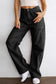 Black high waist straight leg cargo pants with pockets