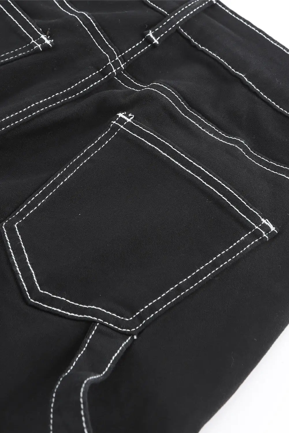 Black high waist straight leg cargo pants with pockets -