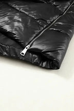 Black Hooded Long Quilted Vest Coat - Fashionfitz