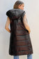 Black hooded long quilted vest coat - coats fashionfitz