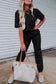 Black Lattice Textured Cropped Tee and Jogger Pants Set - Fashionfitz