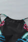 Black leaf & flower print ruched tankini set - tankinis