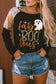 Black leopard boo ghost graphic sequin raglan sleeve top - tops