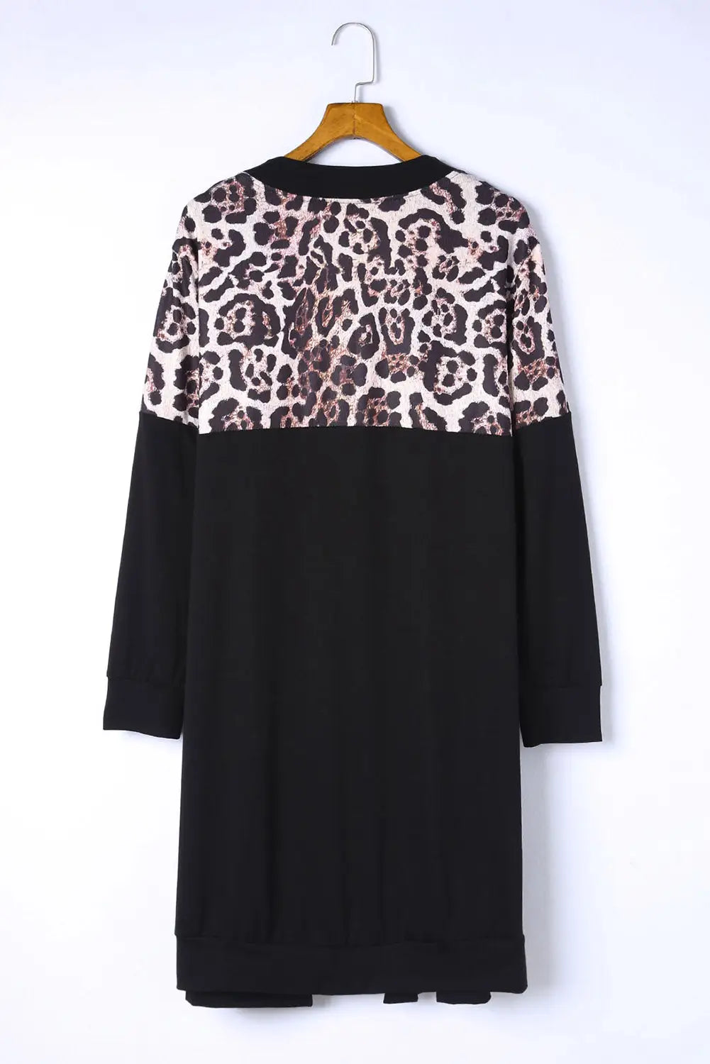 Black leopard detail plus size cardigan