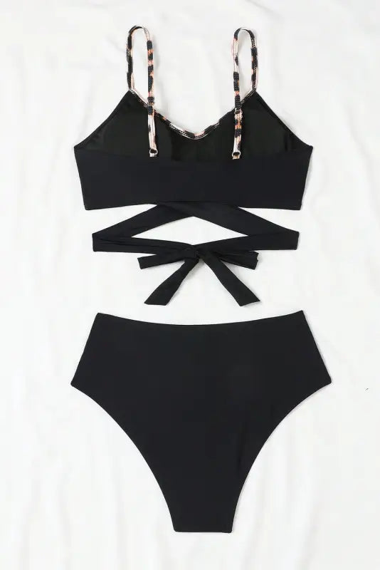 Black leopard high waist bikini - swimsuit