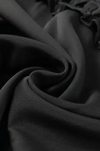 Black Leopard Mesh Splicing Ruffle Blouse - Fashionfitz