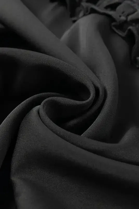 Black Leopard Mesh Splicing Ruffle Blouse - Fashionfitz