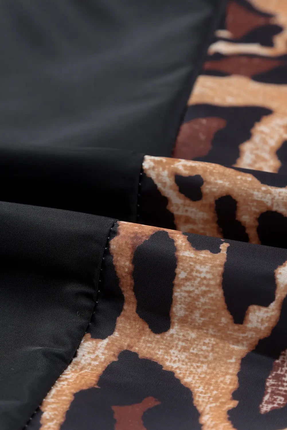 Black leopard print contrast stitching hoodie - sweatshirts & hoodies