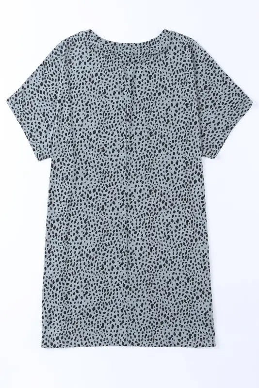 Black leopard print side pockets tunic top - t-shirts