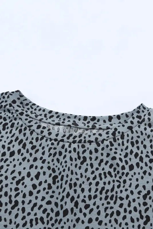 Black leopard print side pockets tunic top - t-shirts