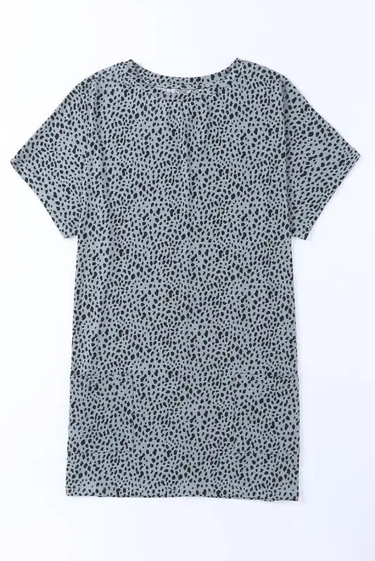 Black leopard print side pockets tunic top - t-shirts