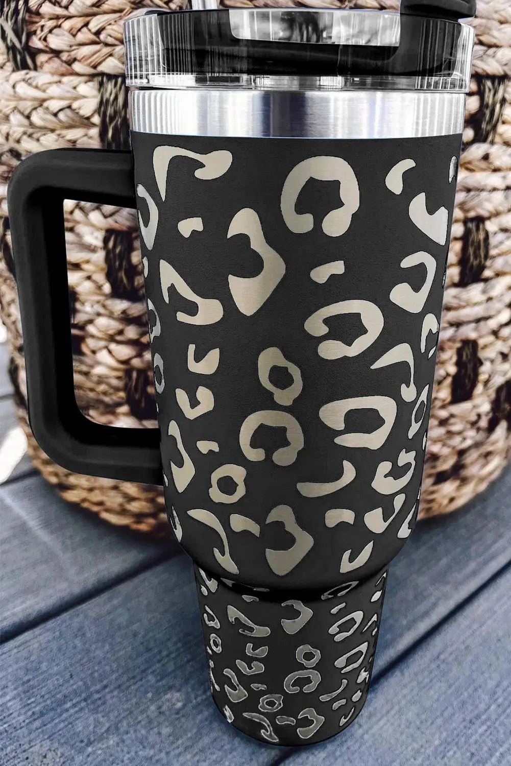 Black leopard spotted 304 stainless double insulated cup