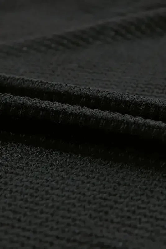 Black Leopard Trim Waffle Knit Open Front Cardigan - Fashionfitz