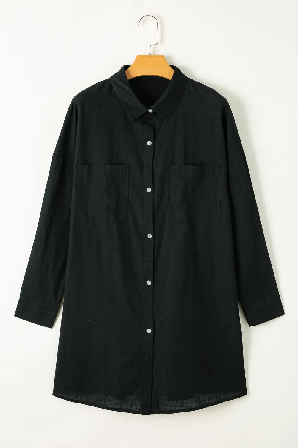 Black lightweight shirt style beach cover up - swimwear
