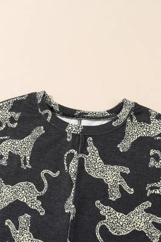 Black lively cheetah print long sleeve top - tops