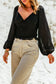 Black long sleeve smocked top - 2xl / 100% polyester - t-shirts