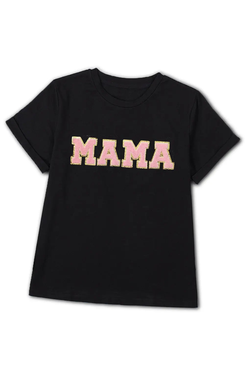Black mama chenille graphic tee - t-shirts