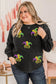 Black mardi gras mask plus size sequin sleeve top - graphic