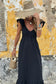 Black maxi dress - flutter sleeve smocked by fashionfitz