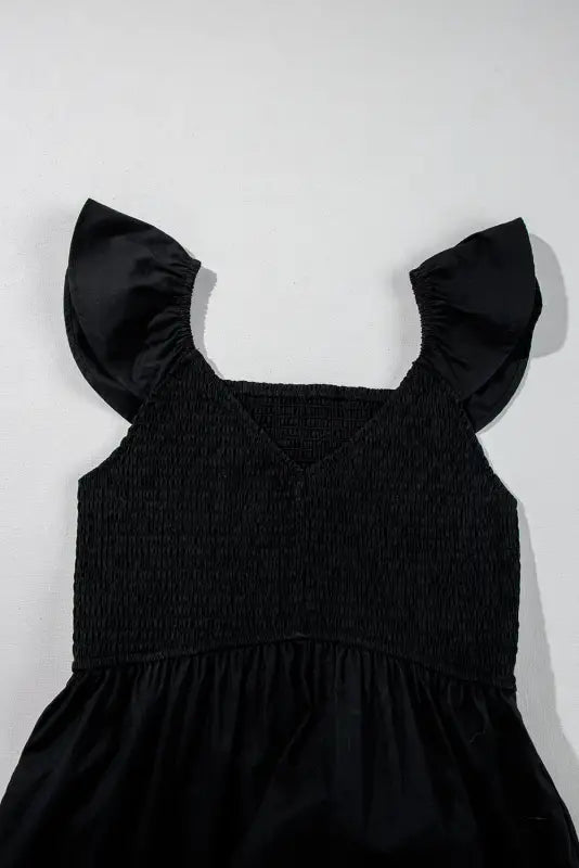 Black maxi dress - flutter sleeve smocked by fashionfitz