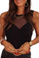 Mesh Patchwork Sleeveless Bodysuit - Black - Fashionfitz
