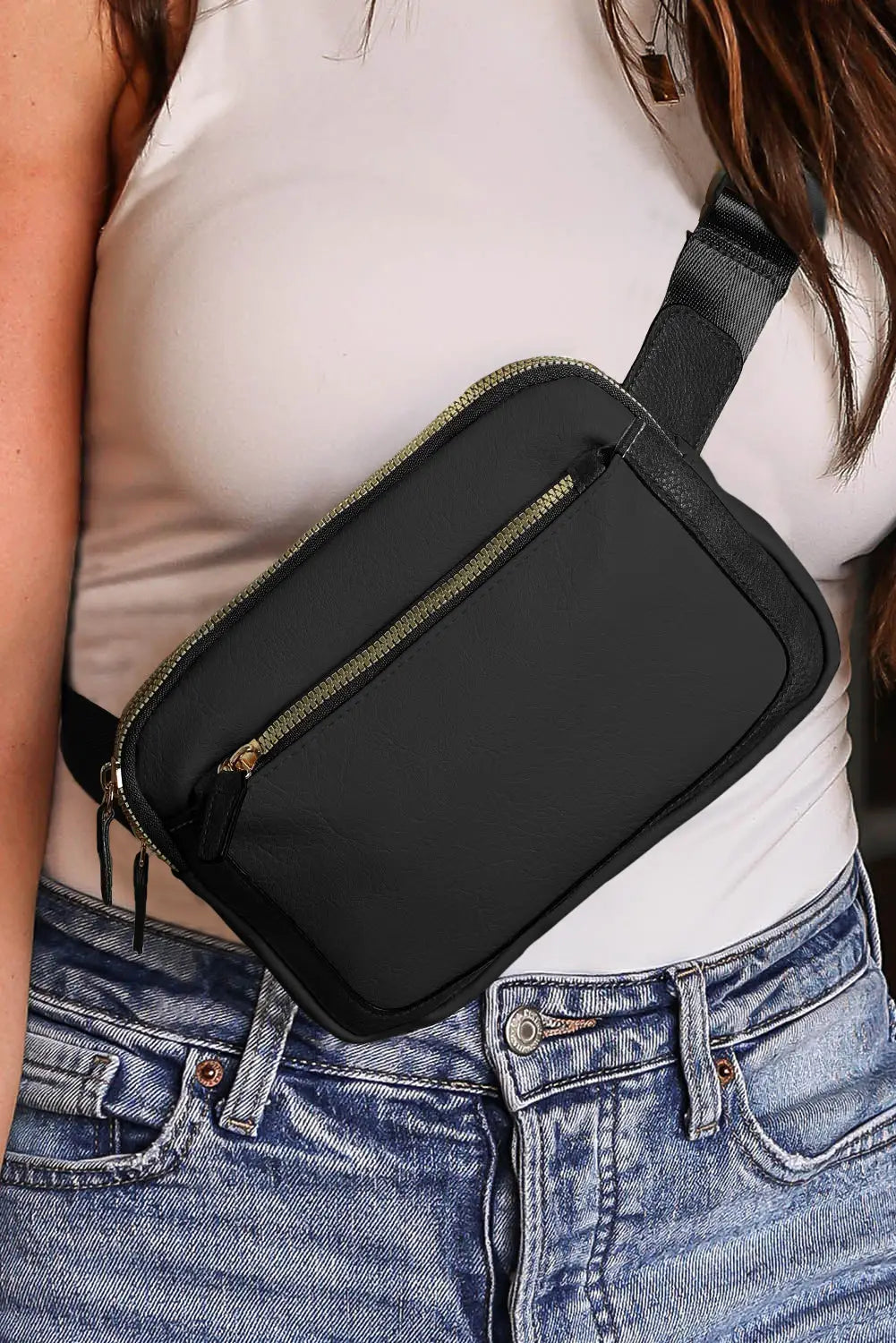 Black minimalist multi-zipped crossbody bag - bags